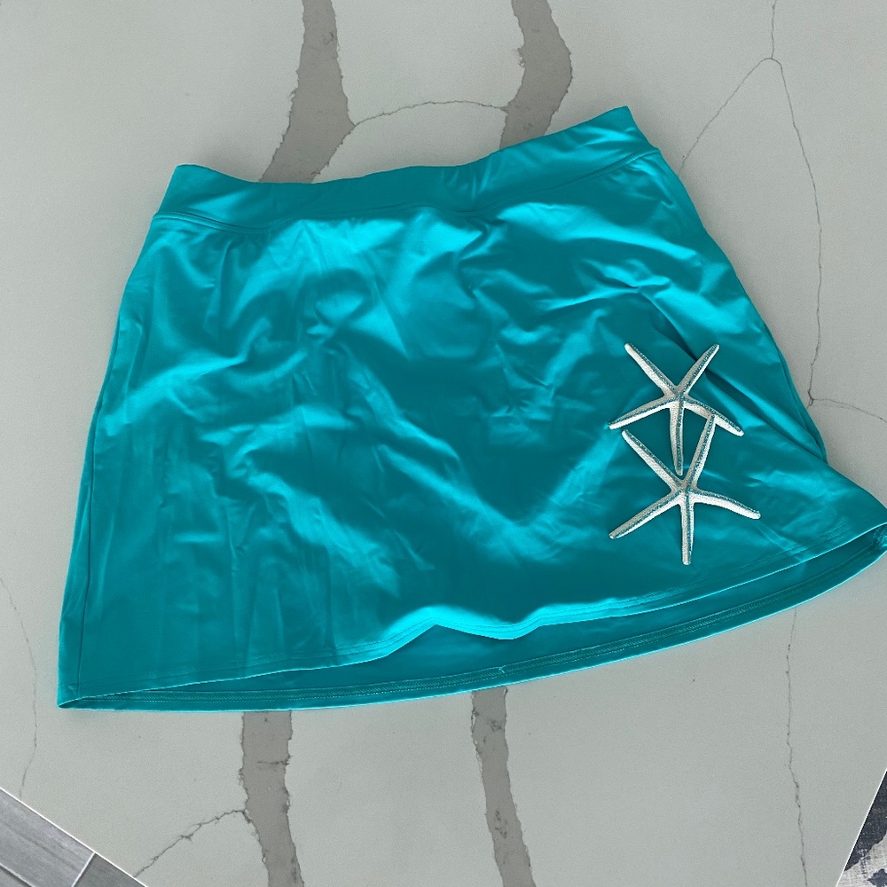 Lands End Turquoise Swim Skirt Sz 10L